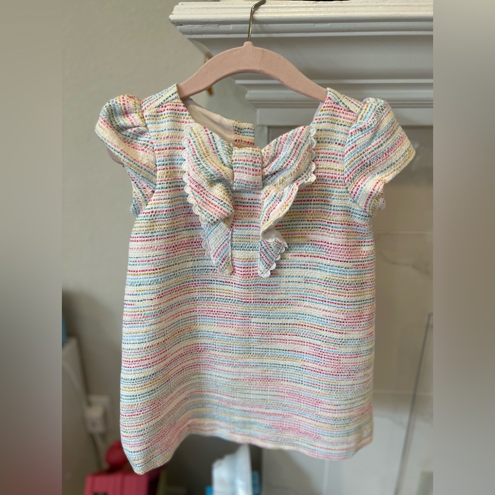 Toddler Girl’s Janie & Jack Rainbow Tweed Dress